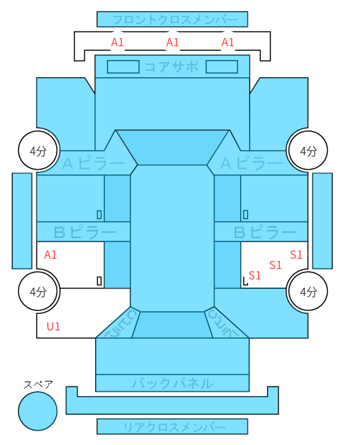 Body condition diagram (damage marks, Japanese labels)