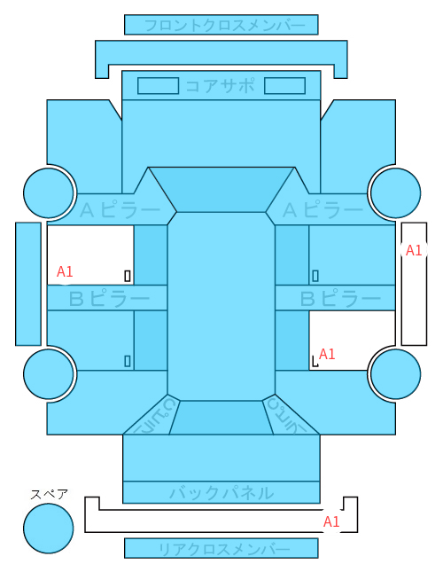 Body condition diagram (damage marks, Japanese labels)
