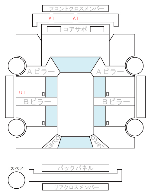 Body condition diagram (damage marks, Japanese labels)