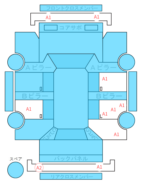 Body condition diagram (damage marks, Japanese labels)