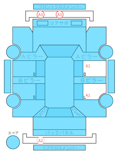 Body condition diagram (damage marks, Japanese labels)