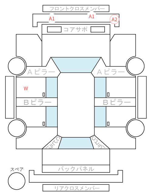 Body condition diagram (damage marks, Japanese labels)