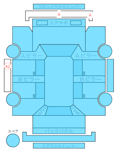 Body condition diagram (damage marks, Japanese labels)