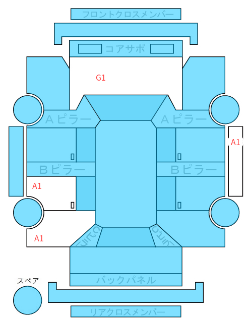 Body condition diagram (damage marks, Japanese labels)