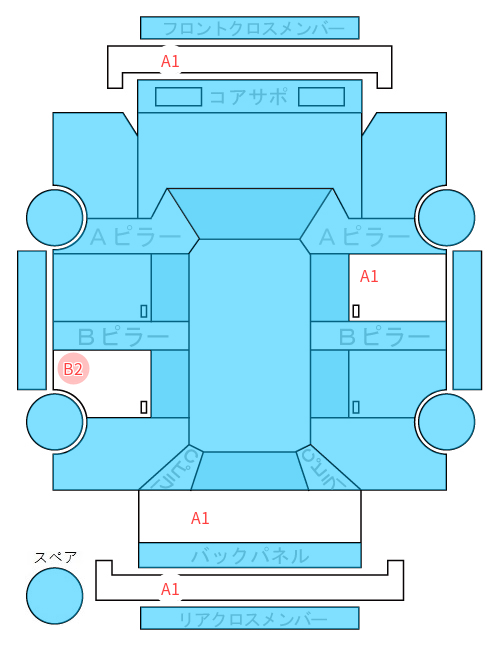 Body condition diagram (damage marks, Japanese labels)