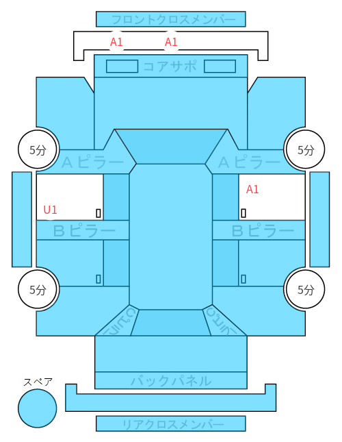Body condition diagram (damage marks, Japanese labels)