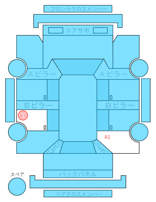 Body condition diagram (damage marks, Japanese labels)