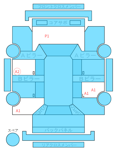 Body condition diagram (damage marks, Japanese labels)