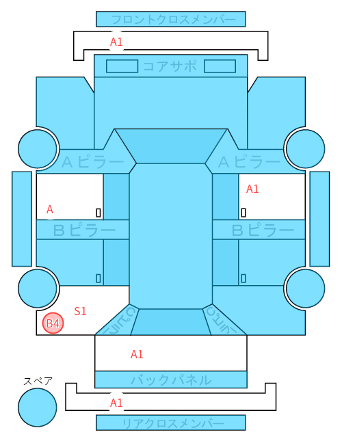 Body condition diagram (damage marks, Japanese labels)