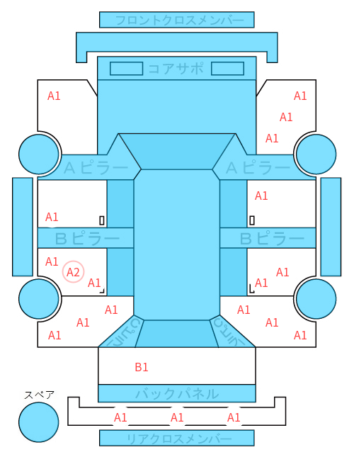 Body condition diagram (damage marks, Japanese labels)