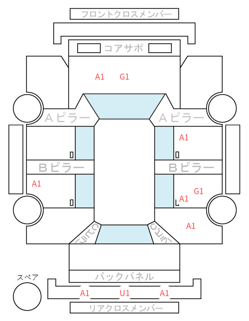 Body condition diagram (damage marks, Japanese labels)