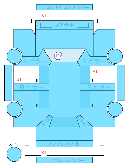 Body condition diagram (damage marks, Japanese labels)