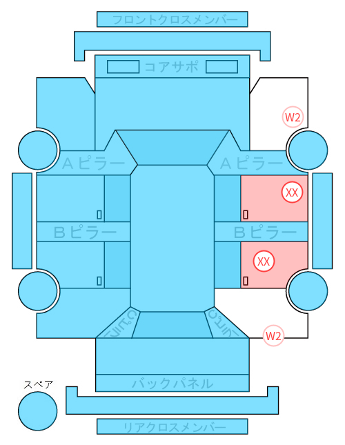 Body condition diagram (damage marks, Japanese labels)