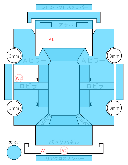 Body condition diagram (damage marks, Japanese labels)