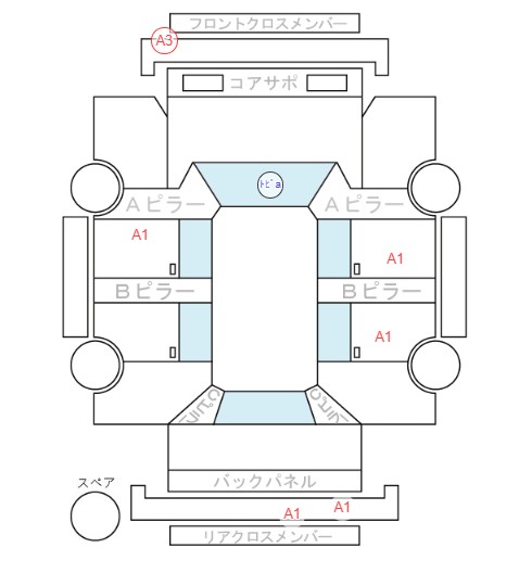 Body condition diagram (damage marks, Japanese labels)