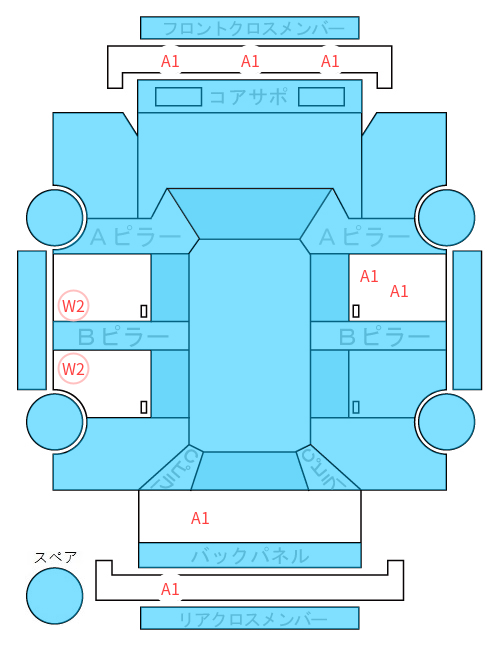 Body condition diagram (damage marks, Japanese labels)