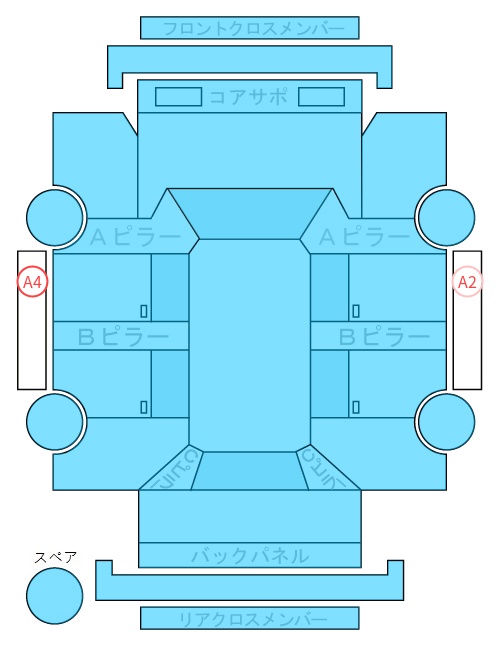 Body condition diagram (damage marks, Japanese labels)