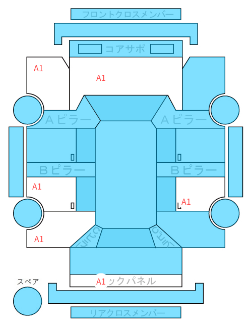 Body condition diagram (damage marks, Japanese labels)