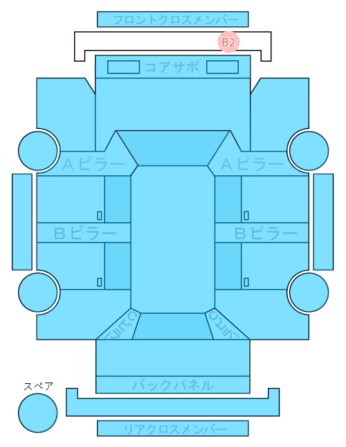Body condition diagram (damage marks, Japanese labels)
