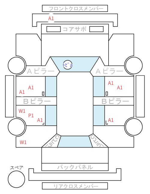 Body condition diagram (damage marks, Japanese labels)