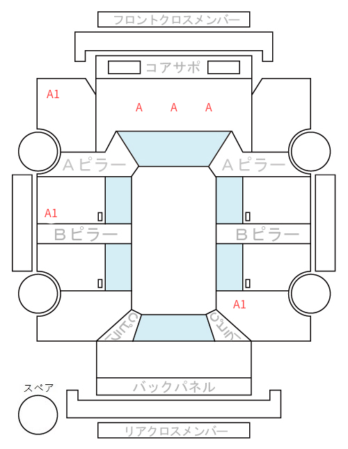 Body condition diagram (damage marks, Japanese labels)
