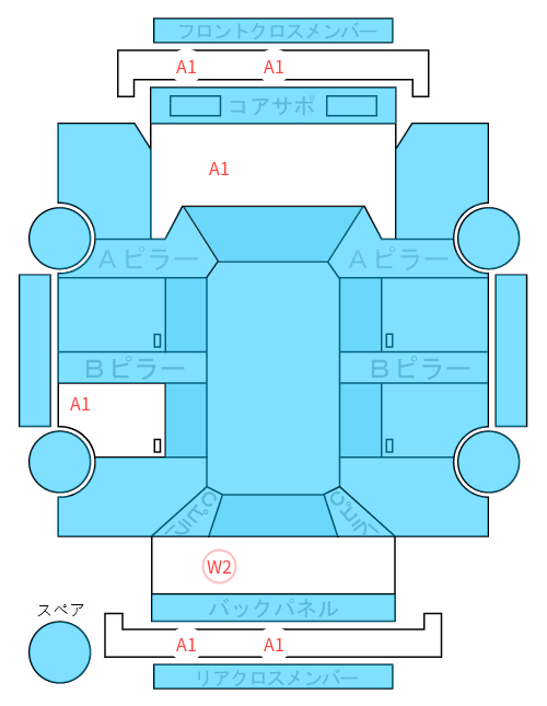 Body condition diagram (damage marks, Japanese labels)