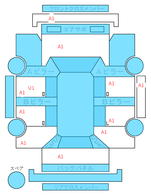 Body condition diagram (damage marks, Japanese labels)