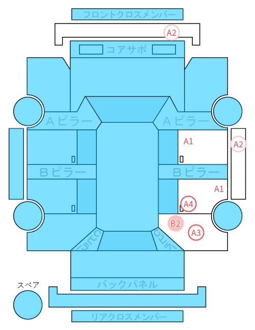 Body condition diagram (damage marks, Japanese labels)