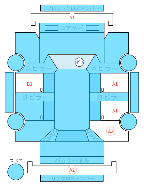 Body condition diagram (damage marks, Japanese labels)
