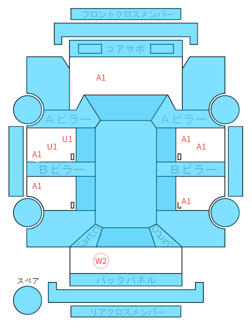 Body condition diagram (damage marks, Japanese labels)