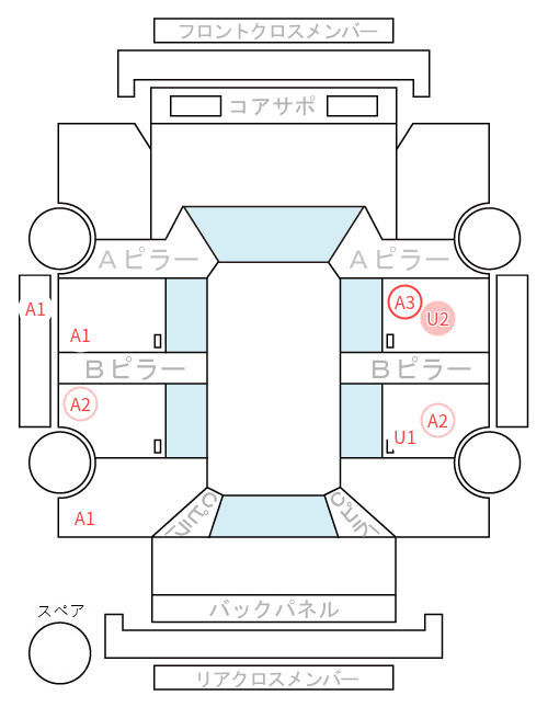 Body condition diagram (damage marks, Japanese labels)