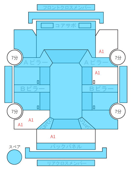 Body condition diagram (damage marks, Japanese labels)
