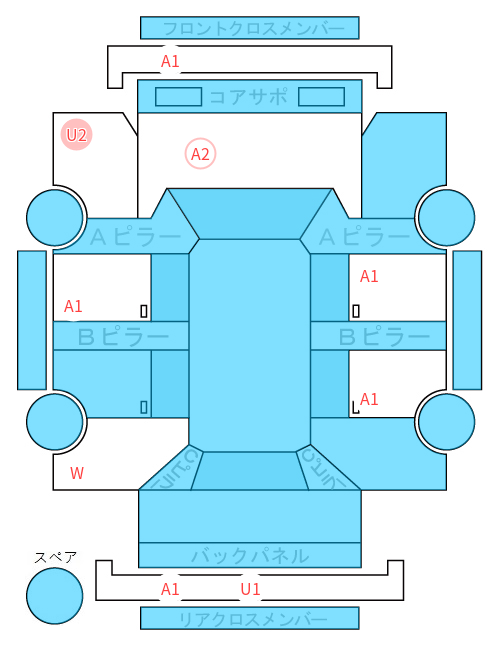 Body condition diagram (damage marks, Japanese labels)