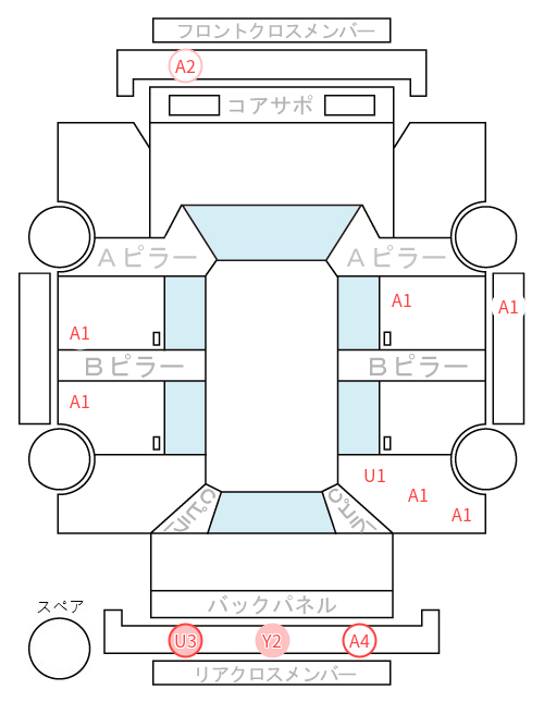 Body condition diagram (damage marks, Japanese labels)