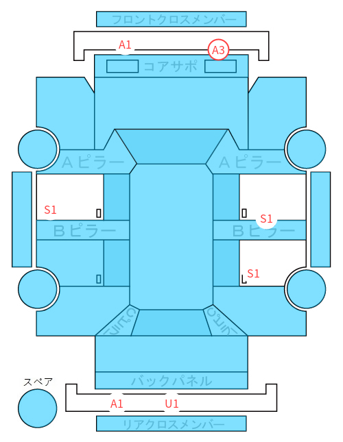 Body condition diagram (damage marks, Japanese labels)