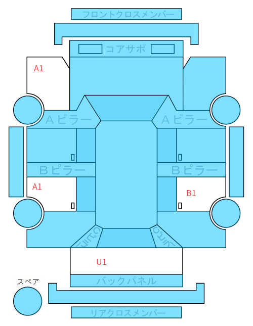 Body condition diagram (damage marks, Japanese labels)