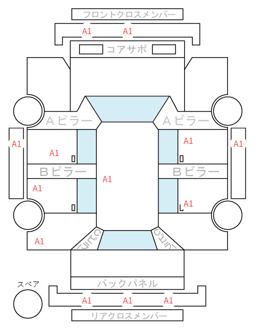 Body condition diagram (damage marks, Japanese labels)