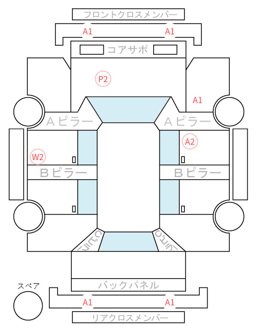 Body condition diagram (damage marks, Japanese labels)