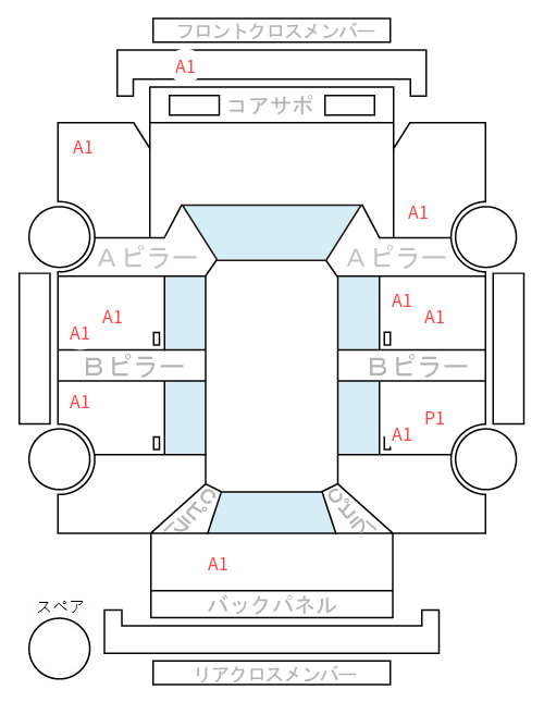 Body condition diagram (damage marks, Japanese labels)