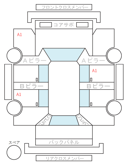 Body condition diagram (damage marks, Japanese labels)