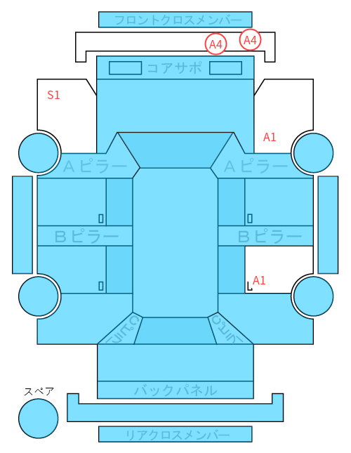 Body condition diagram (damage marks, Japanese labels)