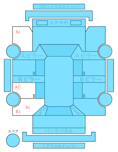 Body condition diagram (damage marks, Japanese labels)