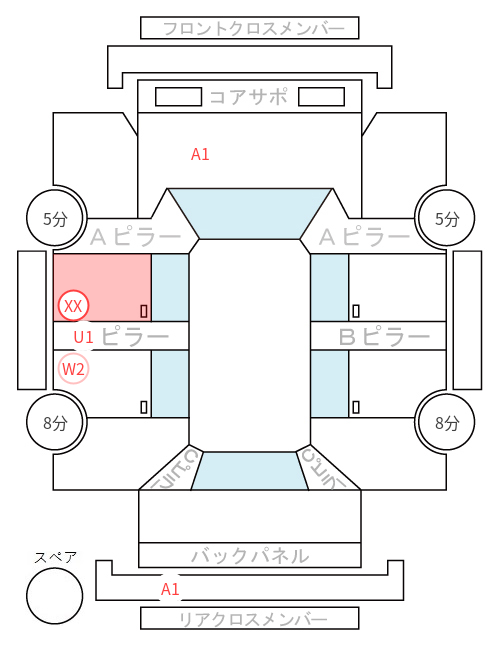Body condition diagram (damage marks, Japanese labels)
