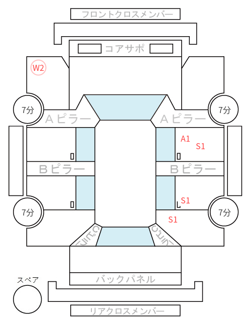 Body condition diagram (damage marks, Japanese labels)