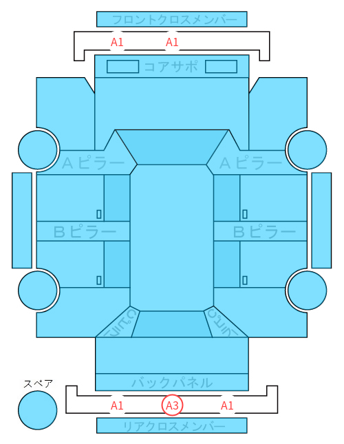 Body condition diagram (damage marks, Japanese labels)