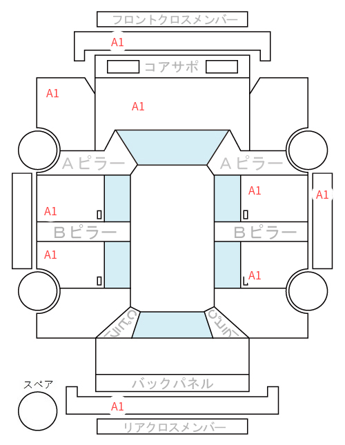 Body condition diagram (damage marks, Japanese labels)
