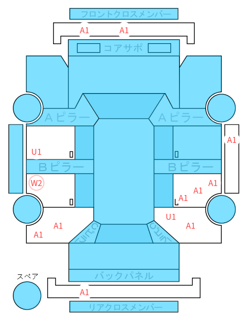 Body condition diagram (damage marks, Japanese labels)