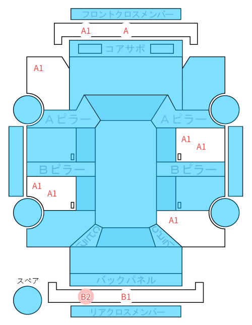 Body condition diagram (damage marks, Japanese labels)