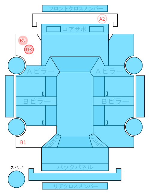 Body condition diagram (damage marks, Japanese labels)