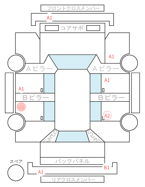 Body condition diagram (damage marks, Japanese labels)